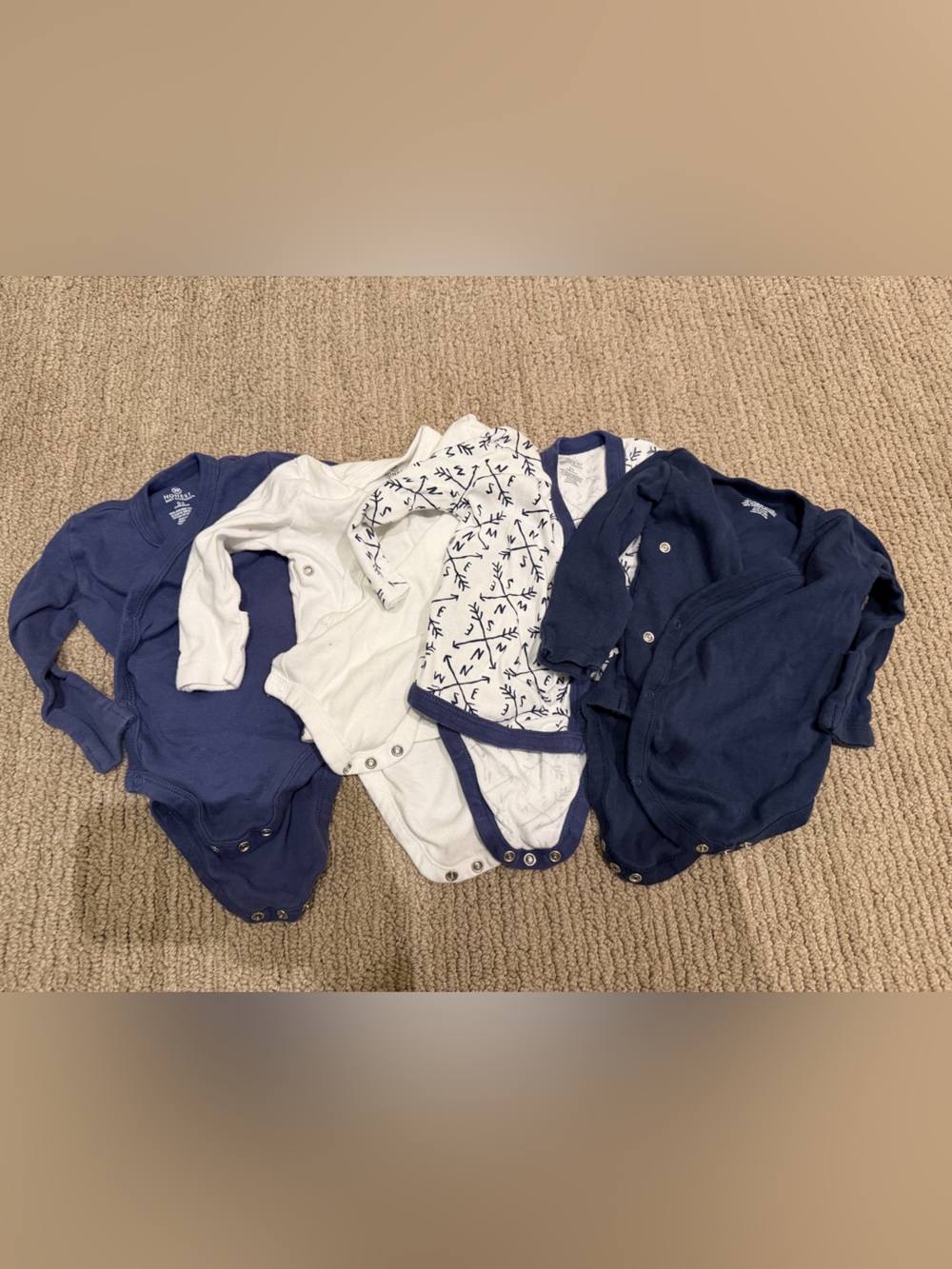 0-3m bodysuits : The Honest Company Navy & White Long-Sleeve Baby Bodysuit Set